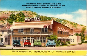 THERMOPOLIS, WYOMING - WANBERG SPA HOTEL - VINTAGE LINEN POSTCARD - Picture 1 of 2