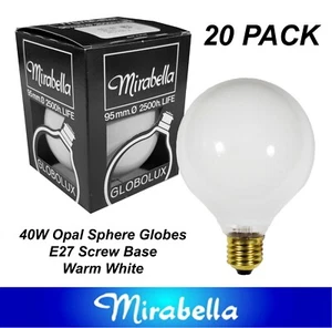 20 x 40W Incandescent G95 Sphere Light Globes Bulbs Lamps E27 Screw Dimmable - Picture 1 of 5