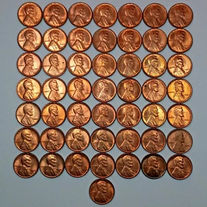 1954-P Lincoln Wheat Cent Roll- Uncirculated With Issues- No Tube (Lot#1) - Picture 1 of 2