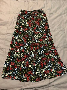 Oliver Bonas Floral Midi Skirt Black Ladies 6 Boho Cottage Core Festival - Picture 1 of 7