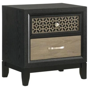 Valencia 2-drawer Nightstand Light Brown and Black - Picture 1 of 1