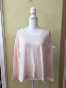 Nwt Kenar Women's Light Pink Mixed Media Long Sleeve Scoop Neck Top Size S - Picture 1 of 5