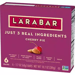 Larabar Cherry Pie, Gluten Free Vegan Fruit & Nut Bars, 1.7 oz bars, 6 Ct - Picture 1 of 6