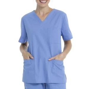 Blusa Médica Scrubstar Unisex Sólida Cuello en V WM01T896, Azul, Mediana - Imagen 1 de 9