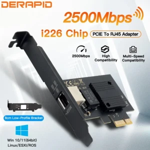 Intel I226-V PCIE to RJ45 Network Adapter 2.5G Gigabit Ethernet 100/1000/2500Mbp - Picture 1 of 8