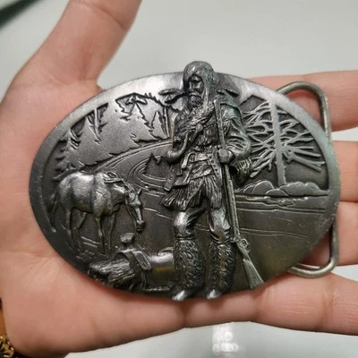 Vintage Siskiyou Mountain Man Belt Buckle with Rifle & Horse Western Cowboy - Image 1 of 4
