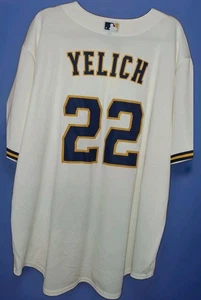 NWT Nike Authentic SEWN Christian Yelich Brewers Mens 2XL Cream Jersey🏏🍺⚾️$180 - Picture 1 of 24