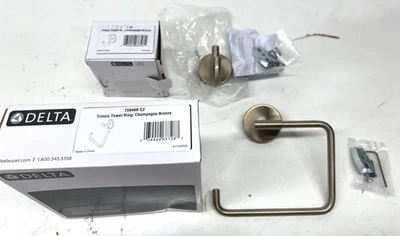 Anel de toalha aberto Delta Trinsic + gancho de roupão em bronze champanhe - Imagem 1 de 2