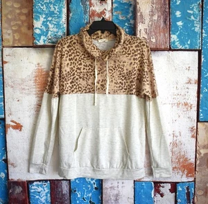 Damen First Look Wasserfallausschnitt Sweatshirt Langarm Leopard MEDIUM Mehrfarbig - Bild 1 von 12