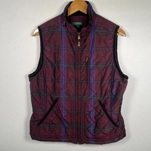 Vintage Lauren Ralph Lauren Womens Plaid Vest Sz XL Preppy Old Money Equestrian - Picture 1 of 13