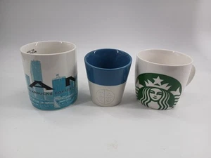 (Lot Of 3) Starbucks Coffee Mug Wide Mouth Mermaid Maimi Tazo Logo - Picture 1 of 10