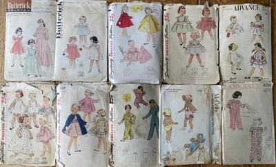 Lot Vtg 40's & 50's Girl 1-2-3 Toddler sewing patterns Simplicity Advance + - Image 1 of 4