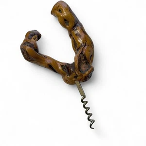 Cavatappi vintage con manico in legno burl radice naturale - apri vino rustico stoviglie - Foto 1 di 8