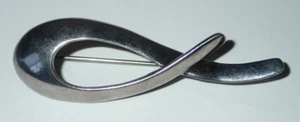 Sterling Silver (925) Awareness Ribbon Brooch Pin -Cancer, Mental, Heart Disease - Imagen 1 de 7