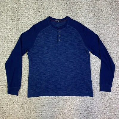 Ike Behar Sweater Mens XL Blue Ribbed Neck Long Sleeve Henley Pullover Shirt - Image 1 of 4