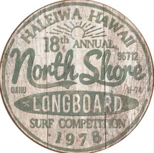 North Shore Surf Redondo Metal Estaño Surf Hogar Pared Garaje Decoración #2054 - Imagen 1 de 1