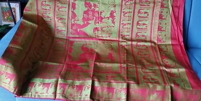 Mujeres Pura Seda Baluchari Telar Manual Mitología Diseñador Indio Boda Fiesta Foto 1 de 4