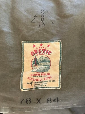 Vintage WOODS Arctic Brand 3 Star Down Filled Sleeping Robe Hunting Bag 78 x 84 - Image 1 of 4