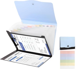 13 Pocket Expanding File Folder, Blue Portfolio Accordion File Organizer with In - Picture 1 of 12