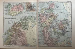 1893 Denmark, Copenhagen & Iceland Antique Map by G.W. Bacon - Picture 1 of 3