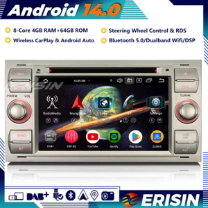 Android 14 Car Stereo Radio SatNav For Ford Focus Fiesta S/C-Max Transit Connect - Picture 1 of 21