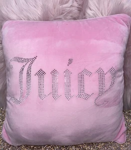 Juicy Couture Velour Pink Decorative Pillow 16”X 16” New No Tags - Picture 1 of 7
