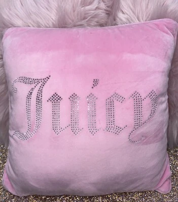 Juicy Couture Velour Pink Decorative Pillow 16”X 16” New No Tags - Image 1 of 4