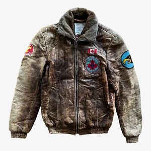 Vintage 80s Men's The Leather Ranch Collection D'Artisan Brown Pilot Jacket - Imagen 1 de 7