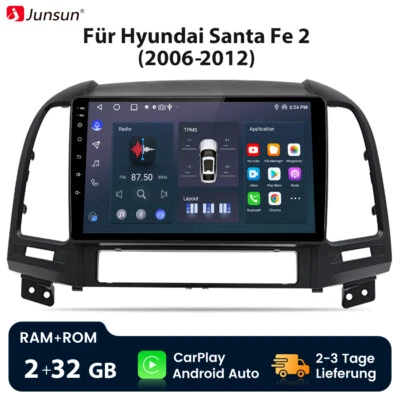 Carplay Für Hyundai Santa Fe 2 2006-2012 9"Android 12 Autoradio GPS Navi WIFI BT - Bild 1 von 4