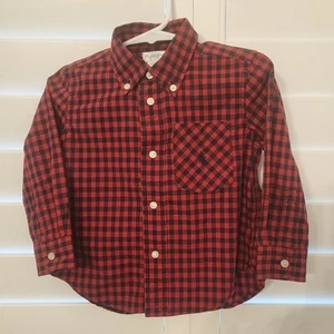 Ralph Lauren Shirt Baby Boys Sz 18 M 100% Cotton Button Red Blue Plaid LS - Picture 1 of 6