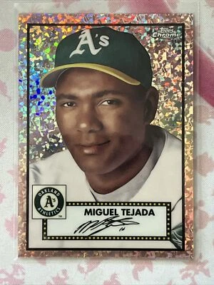 Miguel Tejada #/75 - 2021 Topps Chrome Platinum Rose Gold Mini-Diamond SP A’s - Image 1 of 3