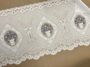 Lace Fabric Curtain Window Panel Kitchen Polyester Tulle Mesh 18” X 72” White - Picture 1 of 7