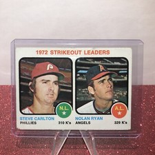 1973 TOPPS BASEBALL  #67 NOLAN RYAN, STEVE CARLTON STRIKEOUT LEADERS