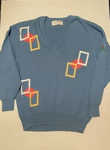 Nick Faldo Pringle of Scotland-Wool Golf V Neck Sweater Made in Scotland - Picture 1 of 12