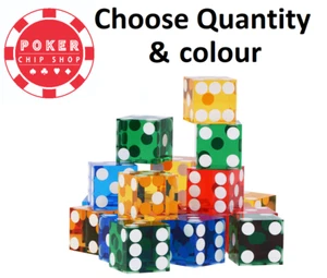 PERFEKT 19 MM PRÄZISION CASINO WÜRFEL / CRAPS ATEMBERAUBEND - 5 FARBEN + MENGENWAHL - Bild 1 von 1