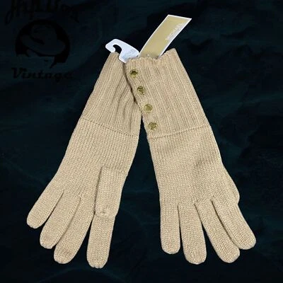 Michael Kors Womens Gloves Knitted Ribbed Fabric Gloves Beige One Size - Image 1 of 4