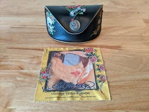 Ed Hardy Eye Sun Glasses Case Sun Surf Or Die Embroidered Skeleton - Picture 1 of 8
