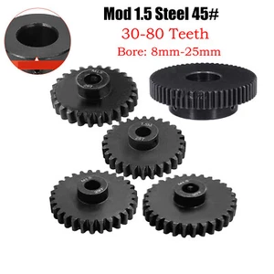 Mod 1.5 Steel 45# Quenching Spur Pinion Gear 30-80 Teeth Motor Gear 8-25mm Bore - Picture 1 of 16