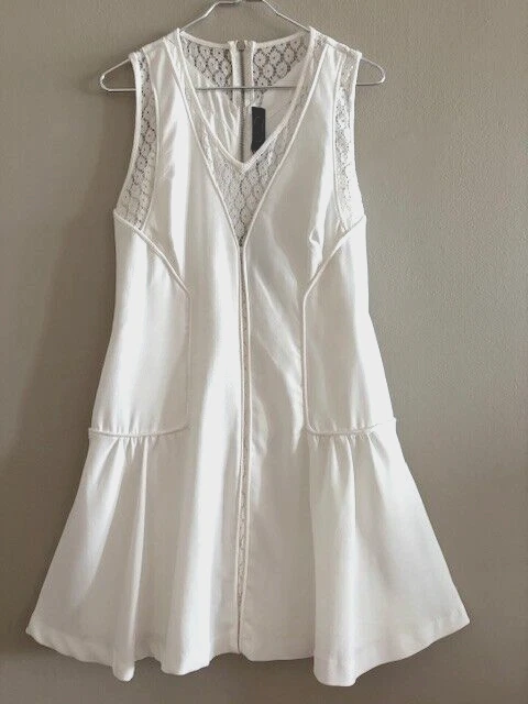Vestido Magaschoni New York Mujer Cintura Caída Sin Mangas con Inserciones de Encaje Talla 6 Foto 1 de 4