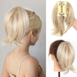 Clip in Messy Bun Hair Piece Synthetic Claw Clip Updo Party - Picture 1 of 26
