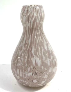 Hand Blown Glass Mauve & White Speckled Over Clear Glass Bud Vase 4.5" - Picture 1 of 10