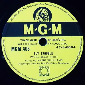 Hank William British MGM 405 Dear John / Fly Trouble 78 RPM 1951 EXCELENTE ESCUCHA - Imagen 1 de 2