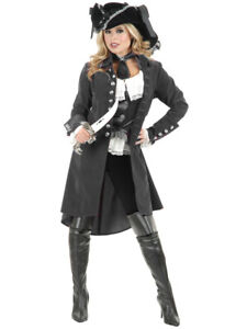 Women's Pirate Vixen Jacket Gun Metal Grey Costume Accessory Size Medium 8-10