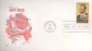 Primer día de emisión 1983 - Black Heritage - Scott Joplin - Cachet Craft con tarjeta - Imagen 1 de 2