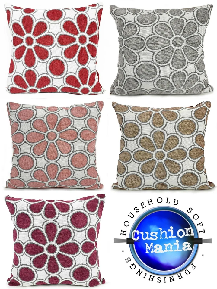 Large Chenille Daisy Cushion or Cover Soft 5 Colours Decor - Image 1 of 1