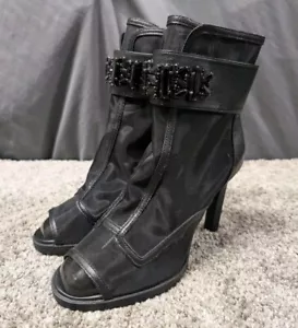 Karl Lagerfeld Paris Blayze Bootie Womens Sz 8 Black Ankle Boot Jeweled Couture - Picture 1 of 20