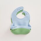 Silicone Baby Feeding Bib 2 pack blue and green