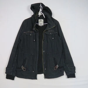 Ripcurl Mens Denim Jacket M Medium Black Full Zip Hoodie Long Sleeve Outerwear - Picture 1 of 9