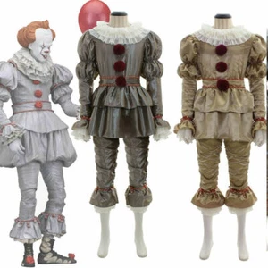 Halloween Men Kids Stephen King's It Pennywise Clown Cosplay Joker Costume Suit - Picture 1 of 24