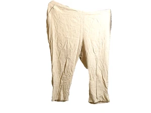 Catherines Linen Pants Women Plus 4XWP 30/32WP Petite Length Beige Pockets NEW - Picture 1 of 7